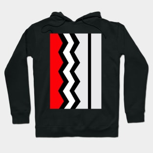 Abstract, geometric, zigzag, strips - red, black and white. Hoodie